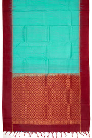 Minty Teal Blue Handloom Kanjivaram Soft Silk Saree With Striped Butta Design 10076788
