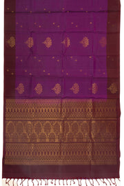 Enchanted Plum Purple Handloom Kanjivaram Soft Silk Saree With Floral Motifs Design 10076789