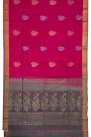 Raspberry Bloom Pink Handloom Kanjivaram Soft Silk Saree 10076792