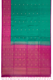 Ocean Mist Green Handloom Kanjivaram Soft Silk Saree With Floral Butta Design 10076797