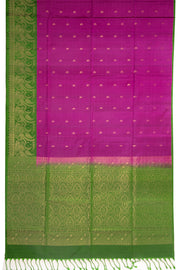Berry Wine Purple Handloom Kanjivaram Soft Silk Saree With Paisley Butta Design And Paisley Border 10076798