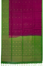Royal Grape Purple Handloom Kanjivaram Soft Silk Saree With Floral Butta Design 10076803