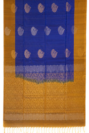 Deep Royal Blue Handloom Kanjivaram Soft Silk Saree With Contrast Border 10076806