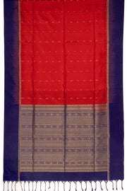 Cherry Scarlet Red Handloom Kanjivaram Soft Silk Saree With Butta Design 10076809