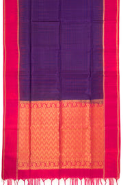 Twilight Violet Blue Handloom Kanjivaram Soft Silk Saree With Checks Design 10076812