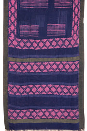 Blue Dabu Printed Silk Cotton Saree 10077015