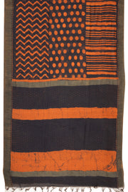 Black Dabu Printed Silk Cotton Saree 10077018