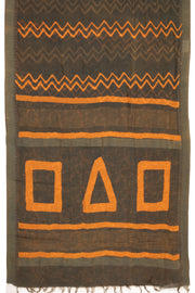 Brown Dabu Printed Silk Cotton Saree 10077020