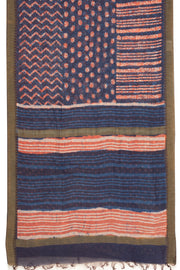  Blue Dabu Printed Silk Cotton Saree 10077022