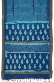 Blue Dabu Printed Silk Cotton Saree 10077026
