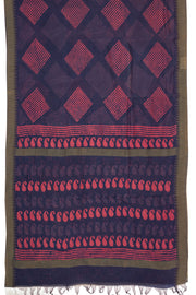 Purple Dabu Printed Silk Cotton Saree 10077027