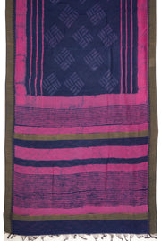 Purple Dabu Printed Silk Cotton Saree 10077031