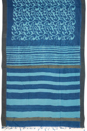 Blue Dabu Printed Silk Cotton Saree 10077034