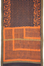 Black Dabu Printed Silk Cotton Saree 10077035