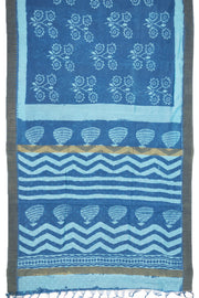 Blue Dabu Printed Silk Cotton Saree 10077037