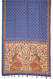 Blue Bandhani Print Semi Linen Saree 10077256
