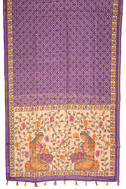 Purple Bandhani Print Semi Linen Saree 10077259
