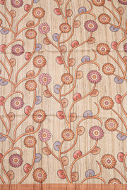 Copper Brown Kalamkari Print Semi Tussar Silk Saree 10077260