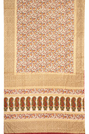 Cream Kani Printed Silk Saree 10077872