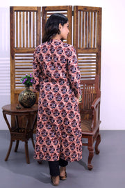 Pink Hand Block Printed Cotton Kurta 10062653