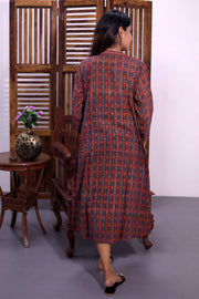 Peach Embroidered Midi Coat Cotton Dress with Jacket 10062660