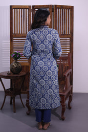 Blue Hand Block Printed Cotton Kurta 10062700