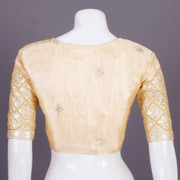 Cream Aari Embroidered Silk Blouse 10068936