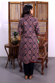 Black Hand Block Printed Cotton Kurta 10062649