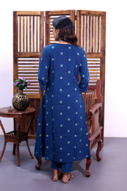 Cerulean Blue Hand Block Cotton Kurta 10062655