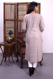 Brown Hand Embroidered Cotton Kurta 10062704