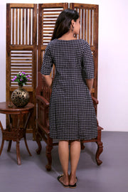 Black Hand Embroidered Cotton Dress 10062650