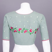 Green Kantha Embroidered Cotton Blouse 10068960 - Avishya