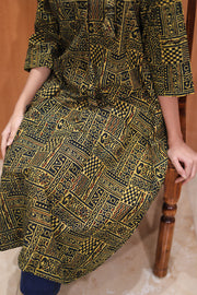 Rustic Green Hand Embroidered Cotton Kurta