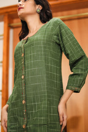 Green Embroidered Cotton Dress 10062651