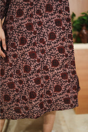 Rustic Maroon Hand Embroidered Cotton Dress