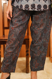 Denim Blue Hand Block Printed Cotton Kurti & Pant Set 10062679