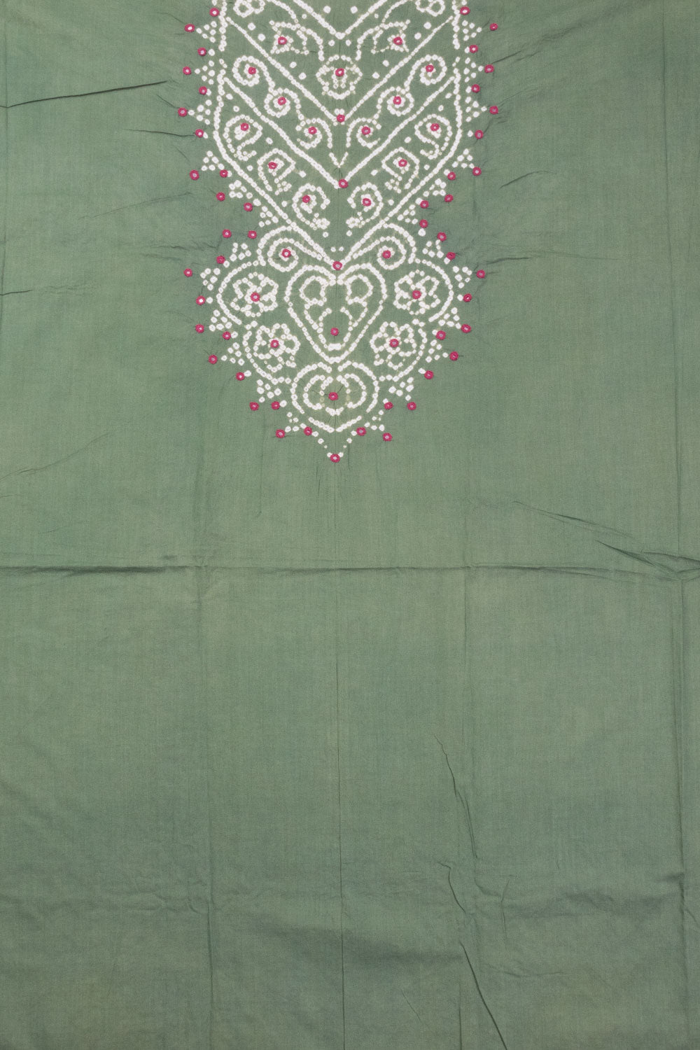 Hunter Green Bandhani Cotton 3-Piece Salwar Suit Material -Avishya