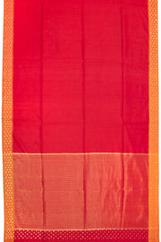 Red Handwoven Chanderi Silk Cotton With Tissue Pallu