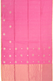 Pink Chanderi Silk Cotton Saree With Tissue Pallu
