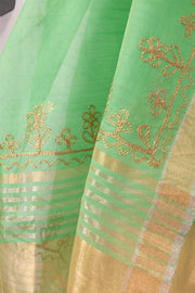 Green Embroidery Silk Cotton Dupatta 10072155