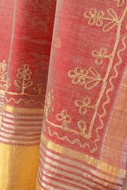 Red Embroidery Silk Cotton Dupatta 10072153