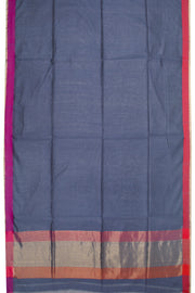 Grey Handloom Chanderi Silk Cotton Saree With Ganga Jamuna Border 10073080