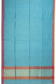 Blue Handloom Chanderi Silk Cotton Saree With Ganga Jamuna Border 10073081