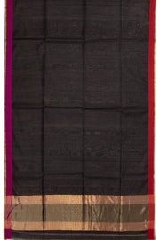 Black Handloom Chanderi Silk Cotton With Ganga Jamuna Border 10073082