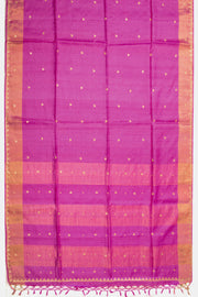 Pink Handloom Tussar Silk Saree With sequins kangri and 3 dot Butti 10073089