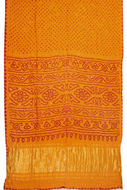 Yellow Bandhani Gajji Silk Saree with Mirror and Sequins Embroidery 10073125