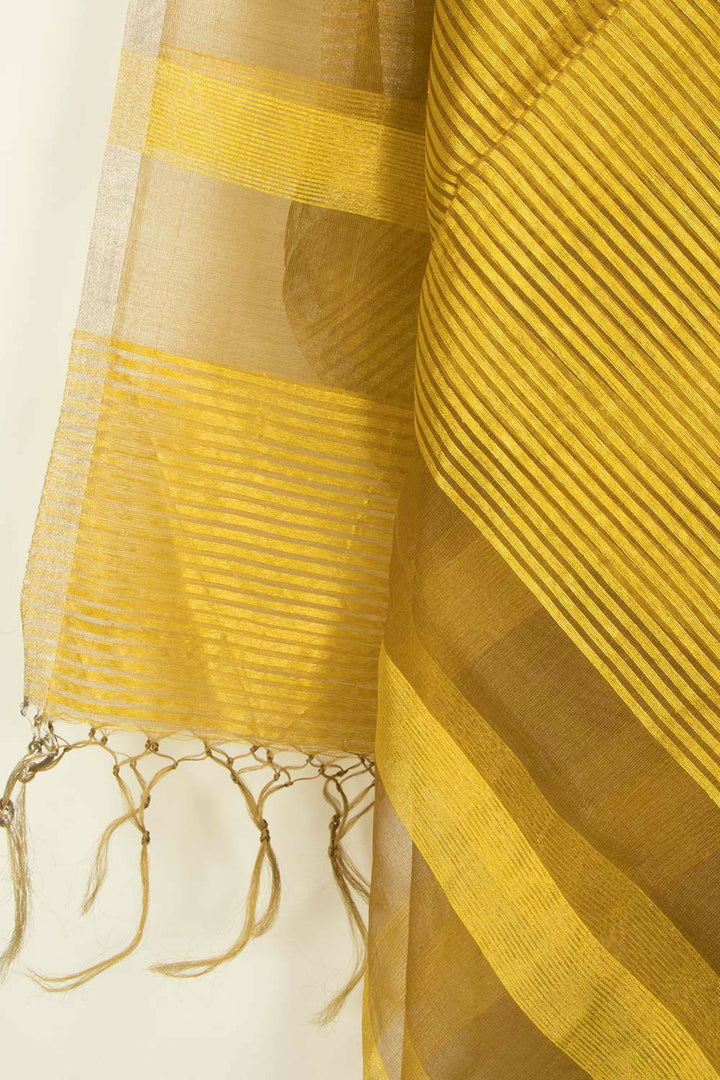 Yellow Handloom Maheshwari Silk Cotton Dupatta 10062946