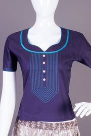 Navy Blue Cotton Crop Top - Avishya