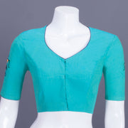 Blue Embroidered Cotton Blouse 10069475 - Avishya