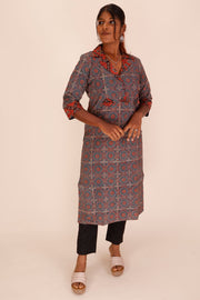 Blue Ajrakh Printed Cotton Kurta 10067397